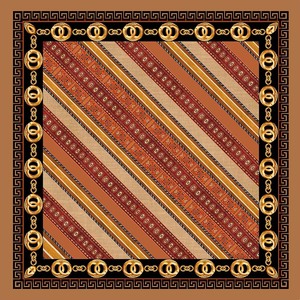 70x70cm Luxury Chain Print Polyester Satin <b>Square</b> <b>Scarf</b> Vintage Geometric Neck <b>Scarves</b> for Women Spring Autumn - Product Image 1