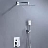 Duş sistemi banyo gizli duş seti duvara monte 12 inç sıcak soğuk yüksek basınçlı kare duş musluk aksesuarları seti