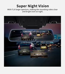 10" Mirror Dash Cam With 4K Front And Rear Dual Camera Loop Recording Night Vision WiFi Car DVR