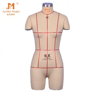 Sewing Tailor Curvy Female Mannequin Torso Manikin for Dressmaker Adjustable Base Half Body Pinable Dress Form Fiberglass Women