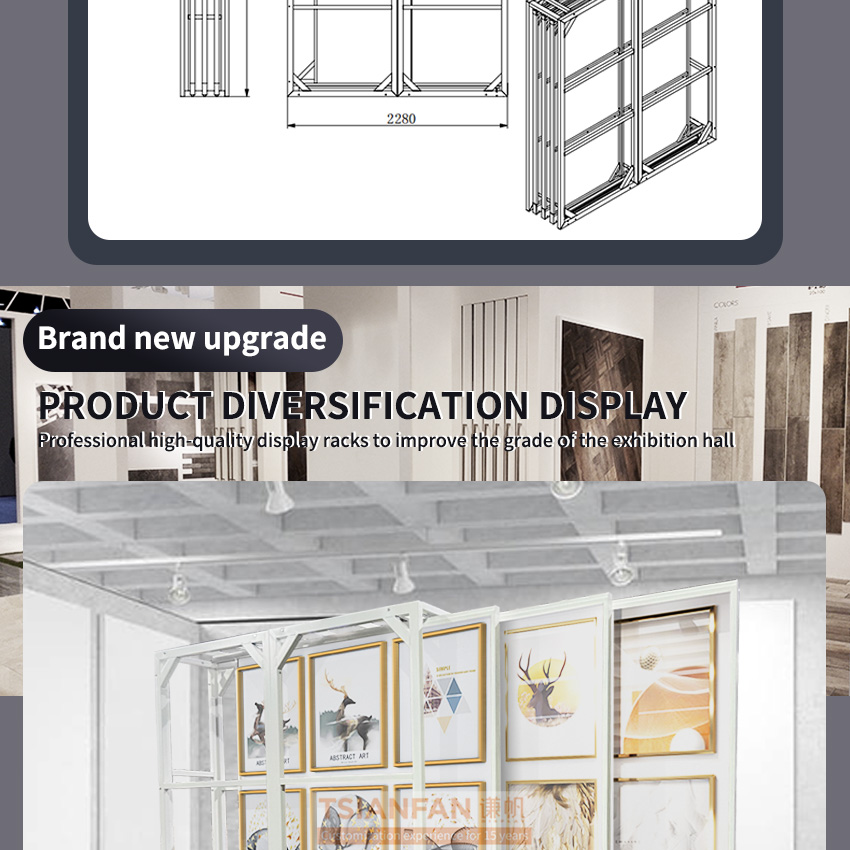 New design pull the shelf showroom flooring ideas photo frame metal  for Detachable art painting display rack