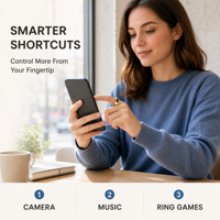 Vente flash - Anneau intelligent Android avec télécommande, en acier inoxydable, suivi de la forme physique, fréquence cardiaque, oxygène sanguin, moniteur de sommeil, 5 ATM