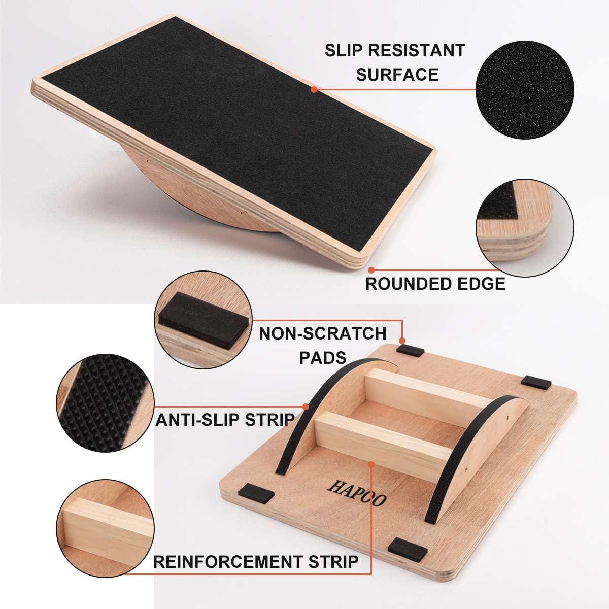 ZooVaa Balance Board Stability Trainer, Standing Desk Balance Rocker Wobble Board W Anti Fatigue Mat Pad Cushion - View #4