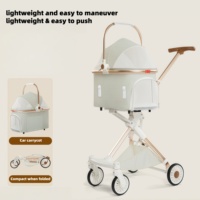 Poussette pliable légère pour animaux de compagnie, pour chiens de petite et moyenne taille, 4 roues, en tissu Oxford, portable, rétractable, pour l'extérieur