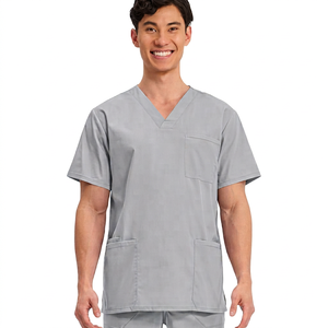 Hauts d'uniformes médicaux pour hommes à col en V, vierges, personnalisables avec logo imprimé, fabriqués en usine, meilleur design, vente en gros - Product Image 1