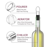 Bâtonnet refroidisseur de vin 3-en-1 en acier inoxydable approuvé directement par l'usine et accessoires de bar