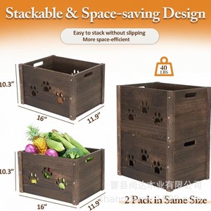 Wooden portable fruit and <b>vegetable</b> storage box, suitable for orchards, with dog paw pattern, for home use and children's snack - Product Image 3