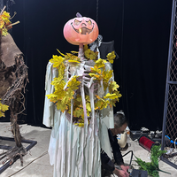 Décoration de citrouille d'Halloween animatronique en métal avec capteur infrarouge pneumatique pour maisons hantées intérieures publiques et centres commerciaux