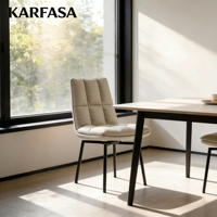 Chaise de salle à manger KARFASA en cuir véritable importé, nouveau style chinois, rembourrage doux, cadre en bois, pieds en acier carbone, luxe léger