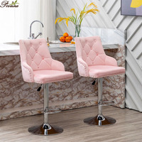 Luxus Nordic Tilford Rustikal Drehbar Pink & Gold Samt Verstellbar Beauty Spa Salon Höhe Barhocker