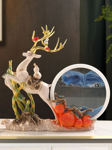 Nouvelle sculpture créative de style chinois en sable mouvant, horloge de sable artistique en résine époxy, objet de collection pour la maison - Product Image 4