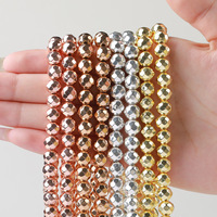 Perles d'onyx noir électroplaquées or à facettes, semi-finies, en vrac, pour la fabrication de bijoux DIY, vente en gros