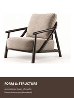 Fauteuil d'appoint moderne en tissu rembourré avec structure en bois massif pour salon, coin lecture, personnalisable