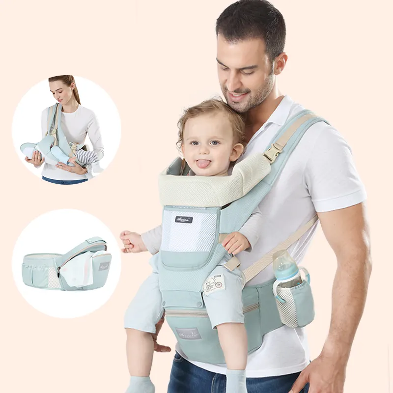 2024 Amazon Top Seller Baby Carriers with hip seat wholesale 9 in 1 Cotton baby wrap carrier backpack for newborn