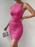 Robe mini moulante sexy à imprimé floral naturel pour femme, style licou tricoté, coupe crayon, décontractée, été