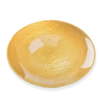 Assiettes de présentation en verre de luxe écologiques de 33 cm pour la maison, gravées, pour mariage, vert et jaune, vente en gros