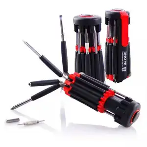 8 In 1 Multifunction screwdriver kit repair tools portable screwdriver with led Flashlight