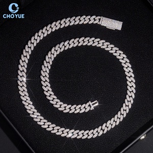 Cadena de eslabones cubanos de moissanita de 8 mm con 2 filas, diseño económico, chapada en rodio, plata 925, joyería Hiphop Iced Out, certificado GRA - Product Image 5