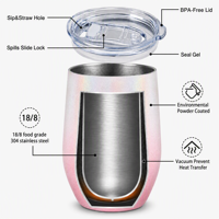 Gobelet à vin en acier inoxydable à double paroi isolé sous vide de 12 oz avec couvercle anti-fuite pour boissons chaudes/froides (vin, café, thé)