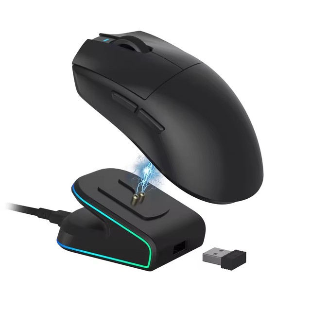 OEM 45grams BT 2.4G PAW3950/3395 30000DPI 8K Polling Rate Programmable Ergonomic Gaming Wireless Mouse with Rgb Charging Dock