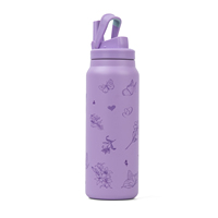 Bouteille d'eau isolée en acier inoxydable à double paroi de 32oz avec paille à large bouche Nouveau design Cantine de sport Randonnée à vélo avec capuchon