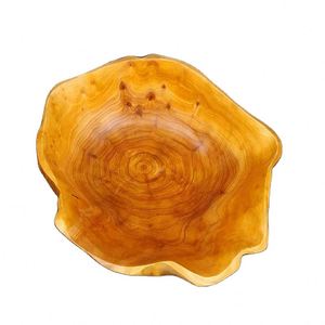 ชามสลัดและผลไม้แกะสลักด้วยมือ (5-9 นิ้ว) ชามไม้ งานฝีมือไม้ธรรมชาติ - Product Image 3