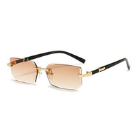 Gafas de Sol Rectangulares sin Montura de PC Color Caramelo al por Mayor para Mujer y Hombre, Lentes de Moda para Fiesta, Gafas de Sol con Protección UV400