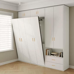 <span class=keywords><strong>Lit</strong></span> pliant <span class=keywords><strong>de</strong></span> haute qualité Kusimi, style moderne, en chêne blanc, rembourré en lin, avec espace <span class=keywords><strong>de</strong></span> rangement, <span class=keywords><strong>porte</strong></span> en MDF, gain <span class=keywords><strong>de</strong></span> place, pour chambre d'hôtel - Product Image 5