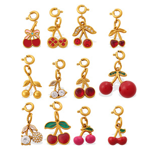 จี้เชอร์รี่สแตนเลสชุบทอง, จี้ห้อยสไตล์สาวหวาน, อุปกรณ์ DIY อเนกประสงค์สำหรับสร้อยคอ - Product Image 2