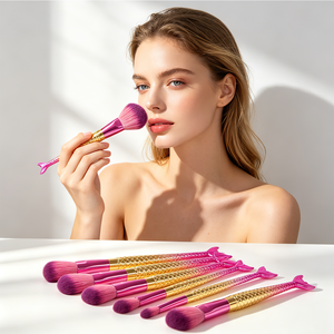 Conjunto de 7 Pincéis de Maquiagem com Pincel Leque e Bolsa de Cosméticos, Cerdas de Nylon e Cabos de Plástico - Product Image 5