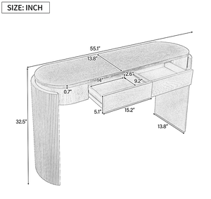 Modern Entryway <b>Console</b> Table with Storage Solid Wood Construction Natural Wood Grain Finish and Fluted Design - Product Image 6