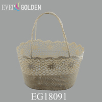 Sac fourre-tout promotionnel pour femme 38x24x24 cm, en corde de coton ajourée, crocheté et tressé, grand format, empilable, imperméable, pour courses