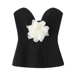 SHENZHU 2025 - Top sin Mangas para Mujer, Invierno, Transpirable, Ecológico, Casual, Elegante, Simple, Ajustado, con Bloques de Color y Estampado Floral - Product Image 1