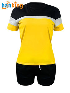 Ehanking <b>Women's</b> Summer Casual Color Block <b>Short</b> Sleeve T-Shirts <b>Top</b> & Drawstring <b>Shorts</b> Outfits Two Piece <b>Sets</b> Plus Size <b>Sets</b> - Product Image 3