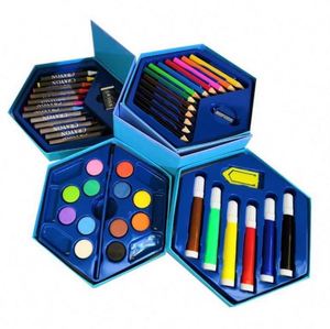 Juego de Pinturas de Acuarela Hexagonales Giratorias Personalizadas de Colores Surtidos con Estuche de PVC para Arte de Jardín de Infancia - Product Image 1