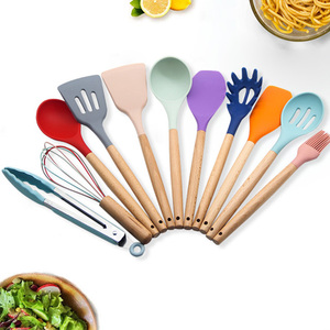 12-Piece Eco-Friendly Kitchen <b>Utensils</b> <b>Set</b> with Silicone <b>Cooking</b> Tools and Wooden Handles - Product Image 3