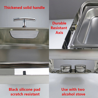 Buffet chauffe-plat en acier inoxydable avec décoration dorée
