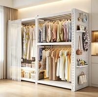 Staubdichter Kleiderschrank im modernen Stil, korrosions- und rostbeständiges Aufbewahrungsregal, geeignet für Schlafzimmer und Garderoben.