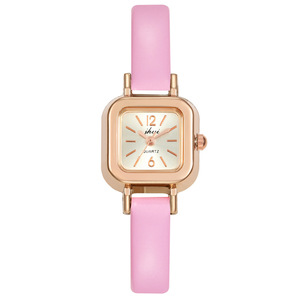 Montre à quartz pour femme avec cadran carré, élégante et minimaliste, bracelet en cuir, montre-bracelet décontractée pour femmes - Product Image 6