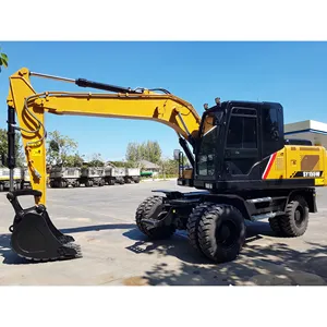 Chinese Original Wheeled Excavators SANYI SY155W 14 tons Hydraulic Excavator with Hydraulic Hammer for sale to Sierra Leone