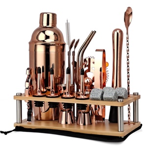 Bouilloires en acier inoxydable à manivelle Équipement de mélange de cocktails professionnel Ensemble de shakers à cocktails pour débutants Ensemble complet - Product Image 1