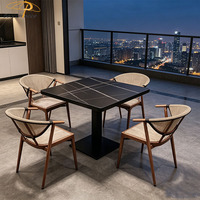 Ensemble de meubles d'extérieur en aluminium pour restaurant, table et chaises de bistrot 4 places, ensembles de jardin, table et chaises de salle à manger