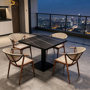 Outdoor Aluminum Furniture <strong>Set</strong> Restaurant <strong>4</strong> <strong>Seaters</strong> <strong>Bistro</strong> Table and Chairs Garden <strong>Sets</strong> Dining Table and Chair <strong>Set</strong> - Product Image 2