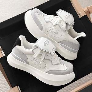 New Trendy Limited Edition <b>White</b> Ladies' Platform High <b>Heeled</b> <b>Lace</b>-<b>up</b> Couple's Sporty Casual Winter Shoes Matte Decoration PU - Product Image 1