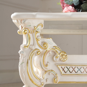 Tavolino da Caffè Classico in Legno Massello di Lusso, Verniciato Bianco, Arredamento per <span class=keywords><strong>Soggiorno</strong></span> - Product Image 6