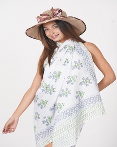 High Quality Cotton Hand Block Print <b>Sarong</b> Women Cover Up High Waist Bikini <b>Wrap</b> Split Beach Skirt Printed - Product Image 2