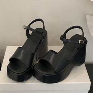 Sandalias de tacón de cuña con plataforma y punta abierta para mujer, estilo europeo-americano, cómodas y transpirables, para verano 2025 - Product Image 5