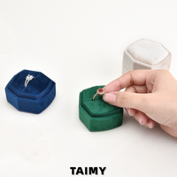 Kotak Cincin Beludru Heksagonal Sudut Membulat Baru, Kemasan Hadiah Lamaran Pernikahan, Kotak Penyimpanan Perhiasan, Kotak Perhiasan Mewah, Logo Kustom