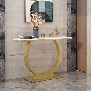 Modern Marble <b>Console</b> <b>Table</b> Gold <b>Metal</b> Pedestal Entryway Sofa <b>Table</b> for Living Room Villa Apartment - Product Image 2