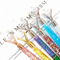 Stylo bille grand format effet diamant avec corps à paillettes liquides pour le bureau, l'école, les étudiants, les cadeaux et la publicité